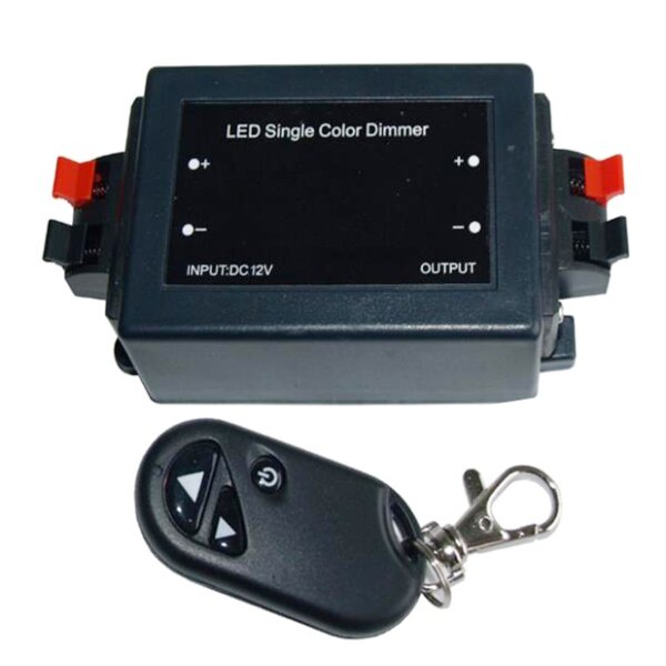 LED-Dimmer mit Klemmanschlüssen+Funk-Fernbedienung In 12-24V/DC Out 0-24V/DC max.8A (96W) 30312