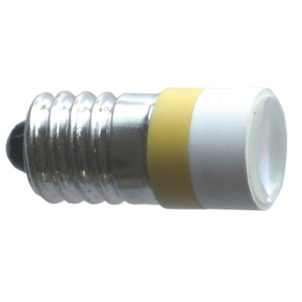 LED-Spot 10x22mm E10 24/28VAC/DC gelb mit Einweggleichrichter und optischer Linse 35546